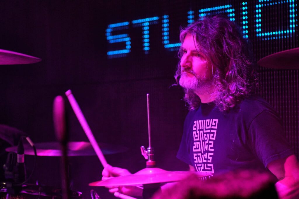 Filming Live takes for Orphan video at Studio 5 Live Keighley-Stewart Appleyard — Dawn of Elysium photograph